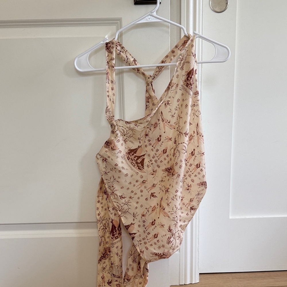 Patterned Wrap Silk Top - image 1